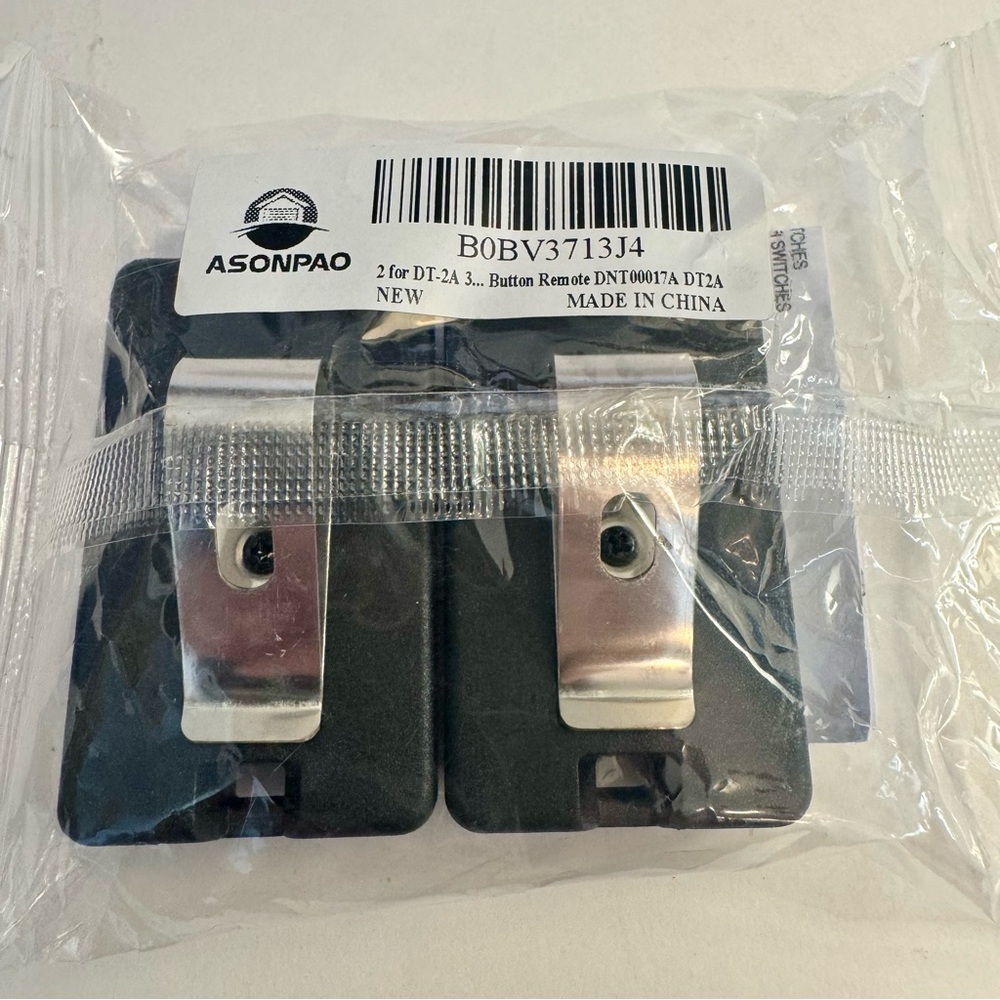2 garage remotes. ASONPAO 2-button remote with the model number B0BV3713J4.